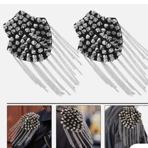 Black and Silver Studded Shoulder Epaulet